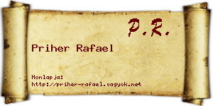 Priher Rafael névjegykártya